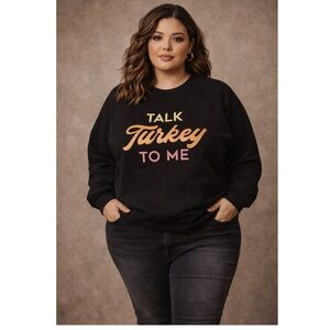 NEW TORRID Black 'Talk Turkey To Me' Graphic Pullover Sweatshirt Sz 3X Black
